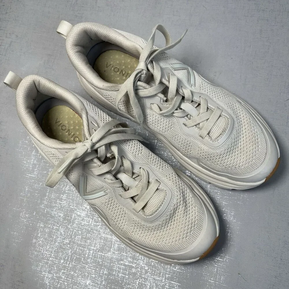 Vionic Womens Walk Max Chunky Sneakers 10.5 Wide Cream‎ Minimalist Arch Support